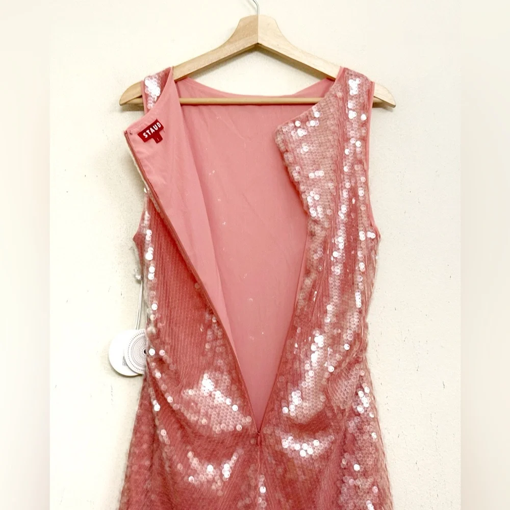 NWT STAUD Eton Sequined Tulle Pink Mini Dress Sz L - Picture 11 of 16